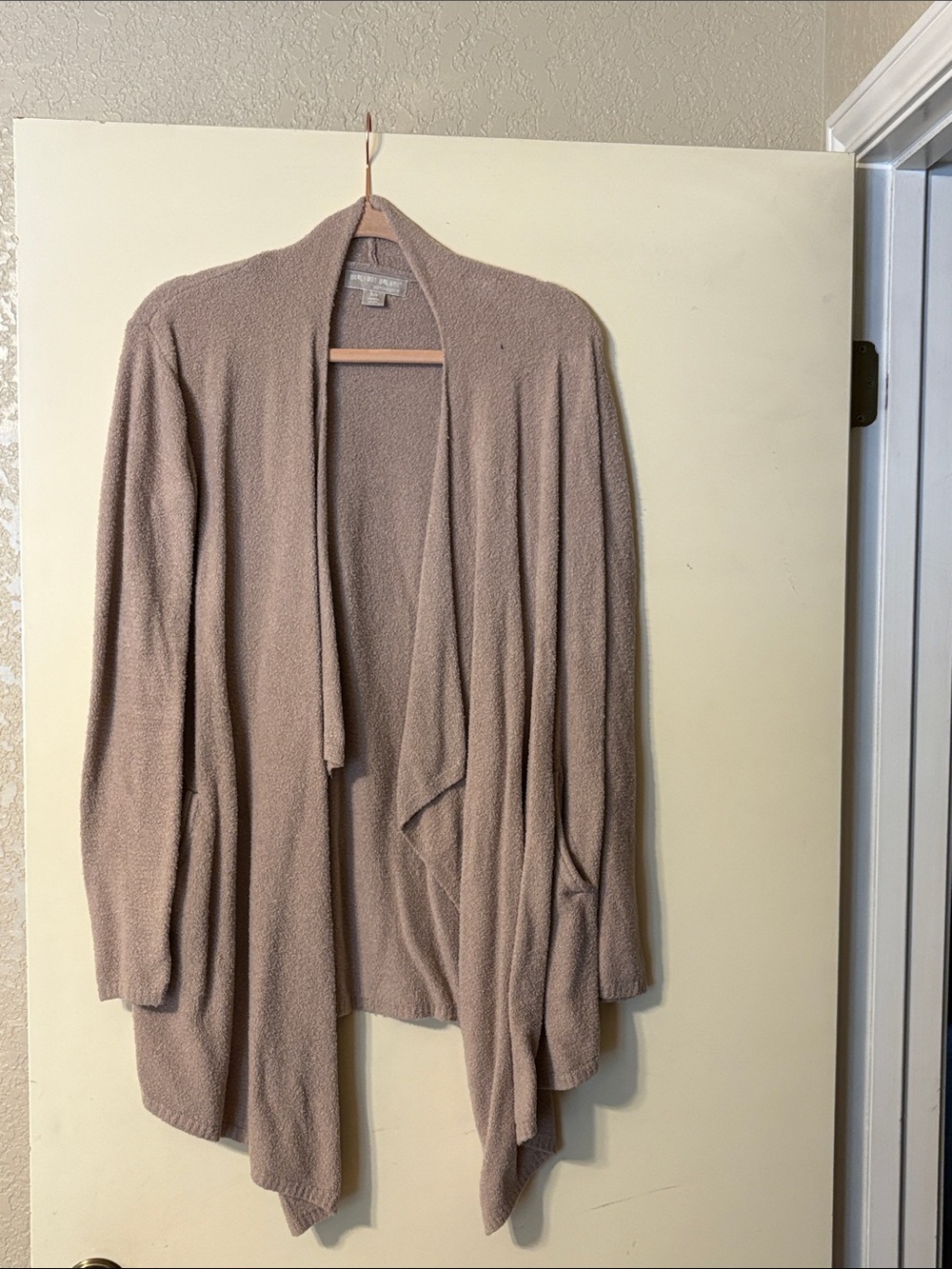 Barefoot Dreams Draped Open-Front Cardigan - Taupe Blush